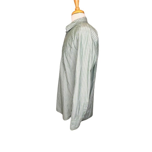 Tommy Hilfiger Mens Striped Button Up Long Sleeve Shirt Green and White Shirt - Picture 5 of 11
